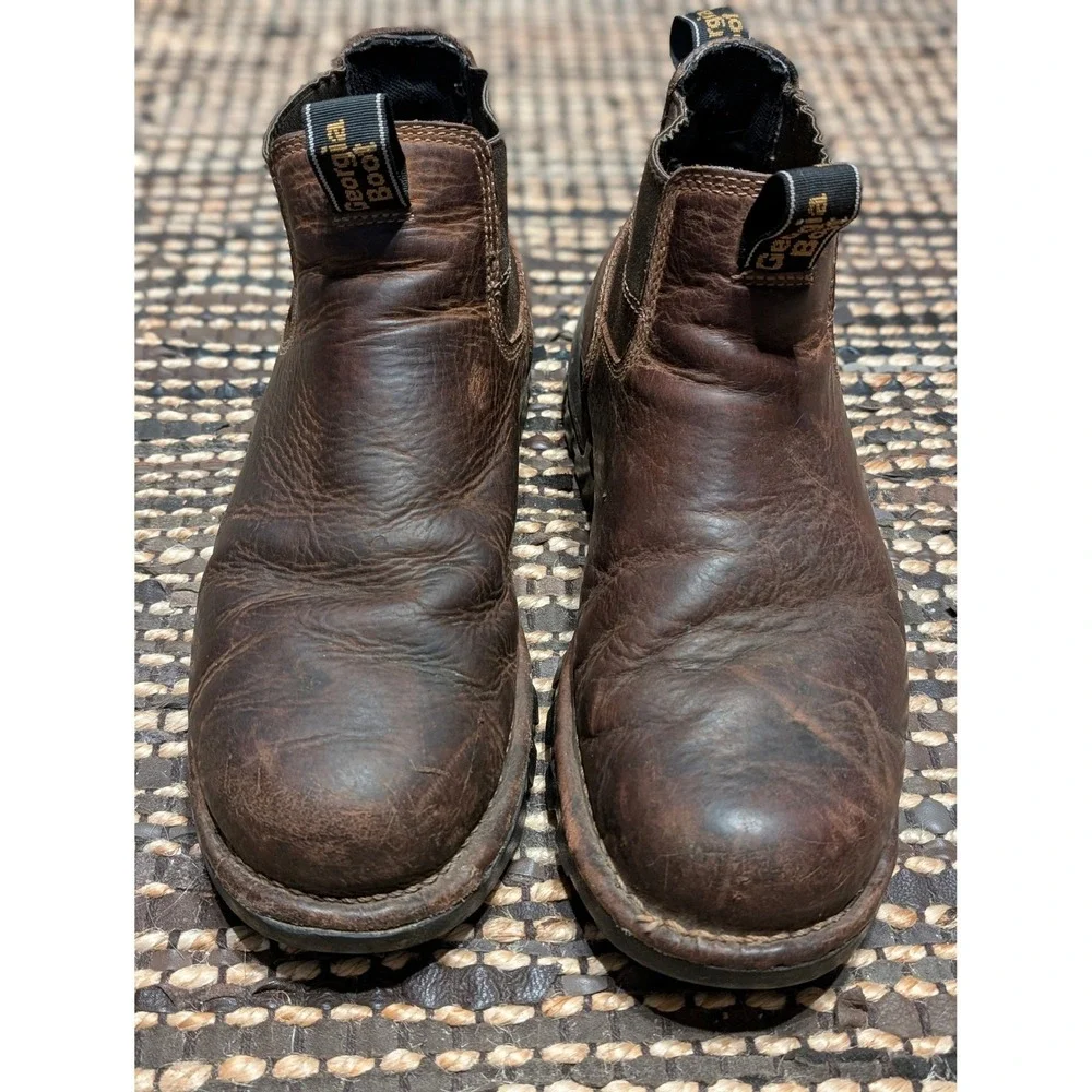 Georgia Boot Eagle One Mens Waterproof Chelsea Work Boots Brown size 10W